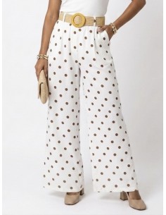 PANTALON LARGE blanc À POIS...