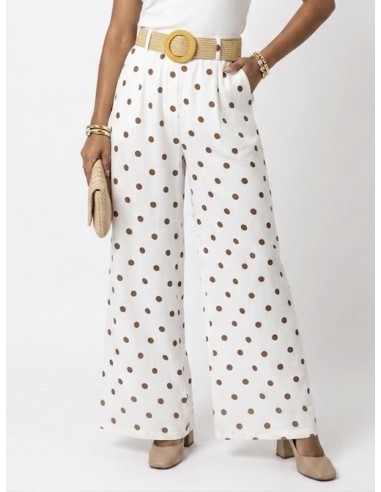 PANTALON LARGE blanc À POIS AVEC...