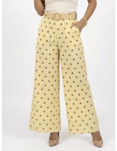 PANTALON LARGE JAUNE À POIS AVEC...