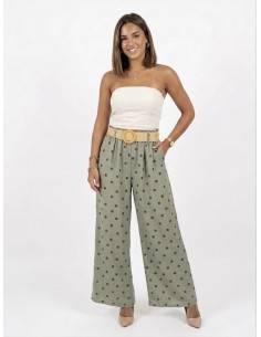 PANTALON LARGE VERT À POIS... 2