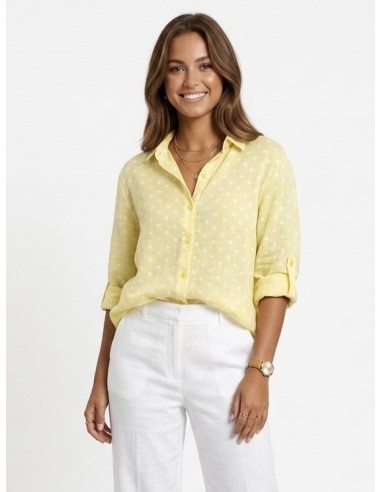 CHEMISE JAUNE À POIS COUPE AJUSTABLE-...