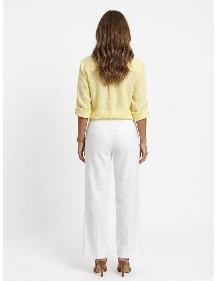 CHEMISE JAUNE À POIS COUPE AJUSTABLE- FEMME