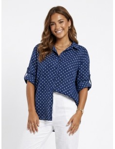 CHEMISE BLEU MARINE À POIS...