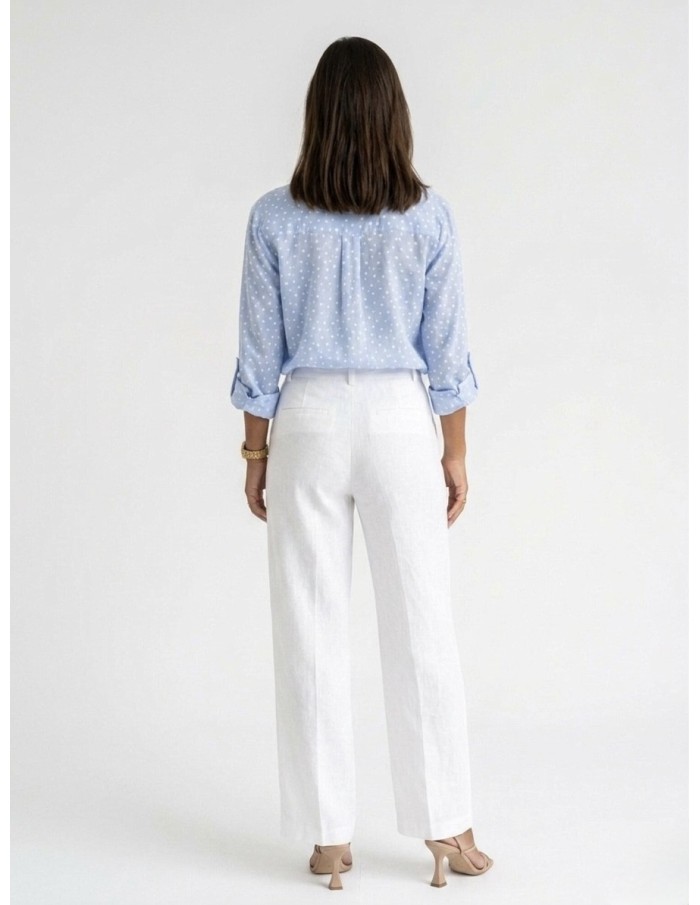 CHEMISE BLEU CLAIR À POIS COUPE AJUSTABLE- FEMME