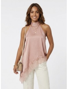 TOP SATINÉ ROSE COUPE...