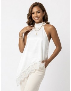 TOP SATINÉ BLANC COUPE...