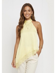 TOP SATINÉ JAUNE COUPE...