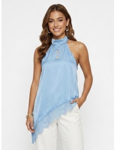 TOP SATINÉ BLEU COUPE...