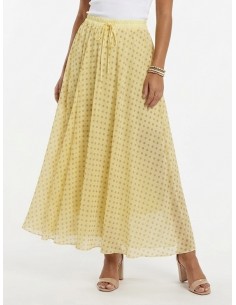 JUPE LONGUE JAUNE À POIS...