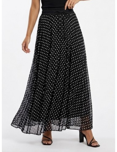 JUPE LONGUE NOIR À POIS TAILLE...