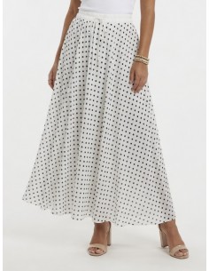 JUPE LONGUE BLANCHE À POIS...