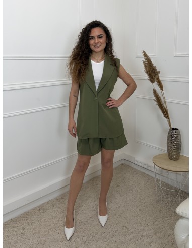ENSEMBLE SANS MANCHES KAKI BERMUDA...