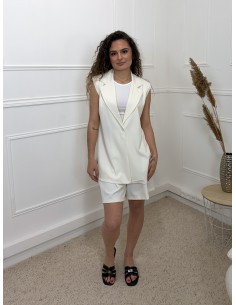 ENSEMBLE SANS MANCHES BLANC...
