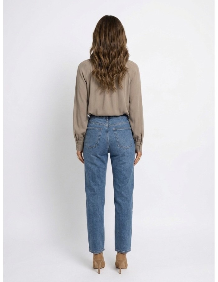 BLOUSE TAUPE COL LAVALLIÈRE COUPE FLUIDE & DÉTAILS FRONCÉS - FEMME
