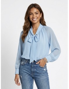 BLOUSE BLEU CIEL COL...
