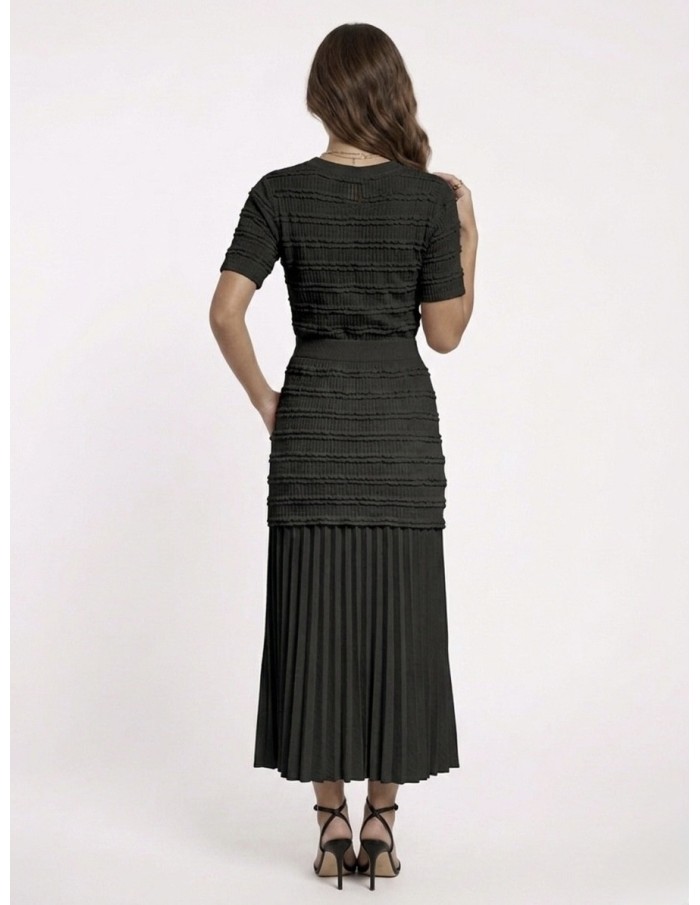 ENSEMBLE NOIR JUPE & TOP TEXTURÉ  - FEMME