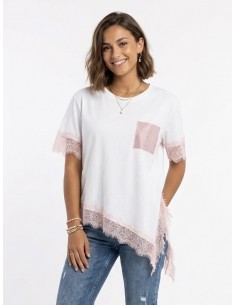 T-SHIRT ASYMÉTRIQUE ROSE...