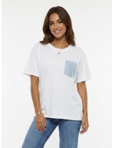 T-SHIRT BLEU CIEL POCHE...