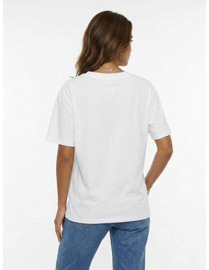 T-SHIRT BLEU CIEL POCHE STRASS  - femme