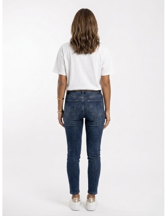 T-SHIRT JAUNE POCHE STRASS  - femme
