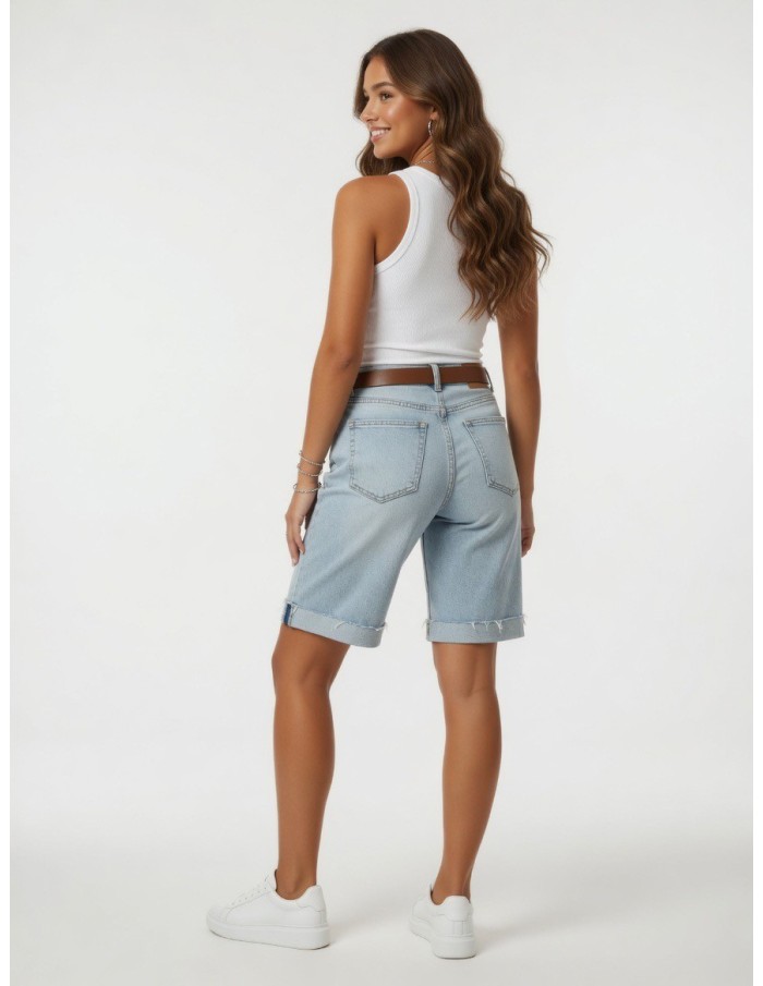 Short Bermuda en Jean avec Ceinture Femme | Zerda Boutiques