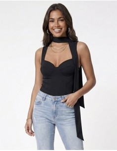 TOP BUSTIER NOIR COUPE...
