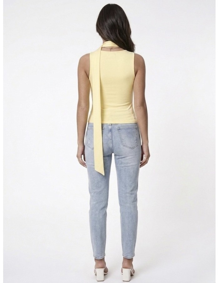 TOP BUSTIER JAUNE COUPE CORSET & FOULARD INTÉGRÉE - FEMME
