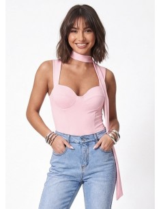 TOP BUSTIER ROSE COUPE...