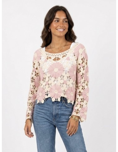 TOP ROSE EN CROCHET MOTIFS FLEURS -...