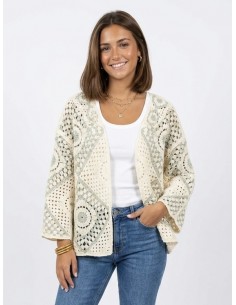 GILET VERT SAUGE EN CROCHET...