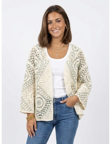 GILET VERT SAUGE EN CROCHET & MOTIFS...