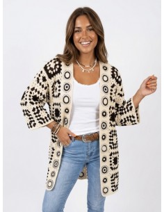 GILET LONG NOIR EN CROCHET...