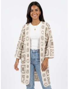 GILET LONG TAUPE EN CROCHET...