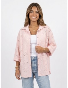 CHEMISE ROSE BRODERIE...