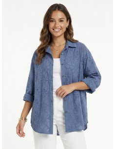 CHEMISE BLEU BRODERIE...