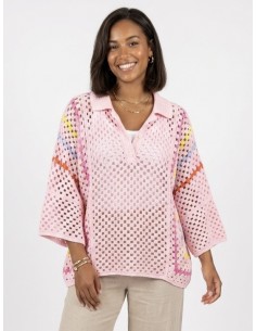 POLO ROSE EN CROCHET...