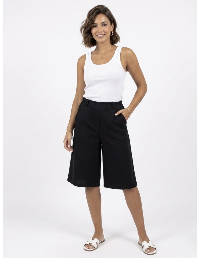 Pantacourt Marron Coupe Large Uni Femme | Zerda Boutiques