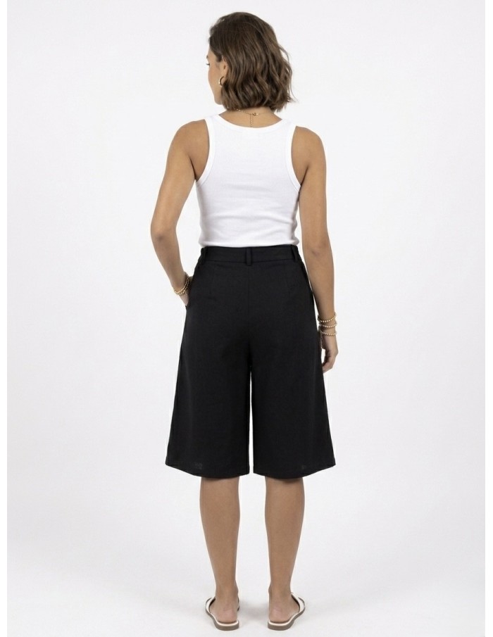 Pantacourt Marron Coupe Large Uni Femme | Zerda Boutiques