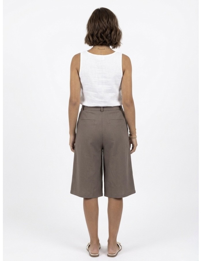 Pantacourt taupe Coupe Large Uni Femme | Zerda Boutiques