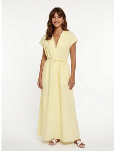 ROBE LONGUE JAUNE COL V -...