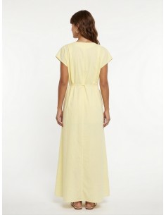ROBE LONGUE JAUNE COL V -... 2