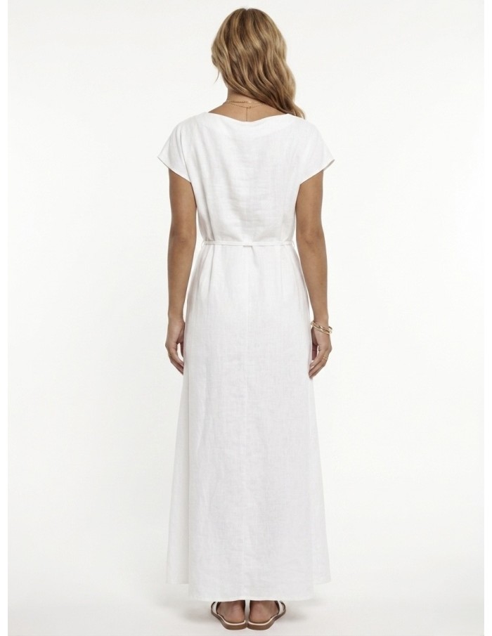 Robe Longue blanche Col V Femme | Zerda Boutiques