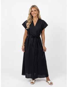 ROBE LONGUE NOIR COL V - FEMME