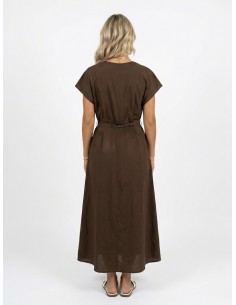 ROBE LONGUE MARRON COL V -... 2
