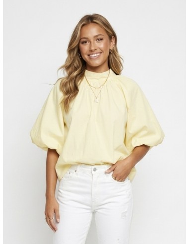 TOP JAUNE MANCHES BOUFFANTES DOS NU...