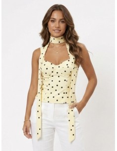 TOP BUSTIER JAUNE A POIS &...
