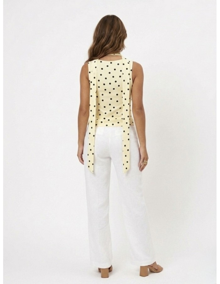 Top Bustier Jaune à Pois Foulard Intégré Femme | Zerda Boutiques