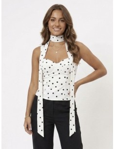 TOP BUSTIER BLANC A POIS &...