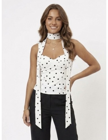 TOP BUSTIER BLANC A POIS & FOULARD...