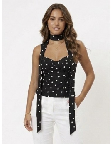 TOP BUSTIER NOIR A POIS & FOULARD...